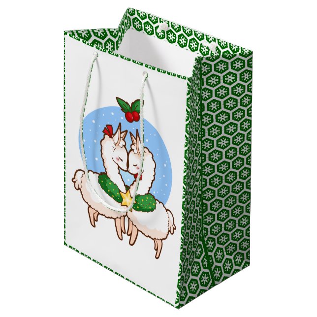 Sac Cadeau Moyen Lamas d'amour de vacances (Devant Angle)