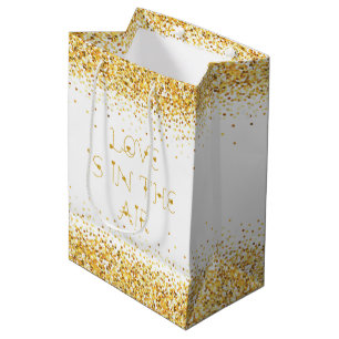 Sac Cadeau Moyen L'Amour Est Dans L'Air Texte & Parties scintillant