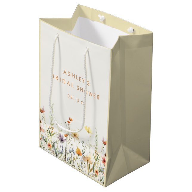 Sac Cadeau Moyen Lancement de Fleurs Champêtres pour un Mariage Rus (Devant Angle)