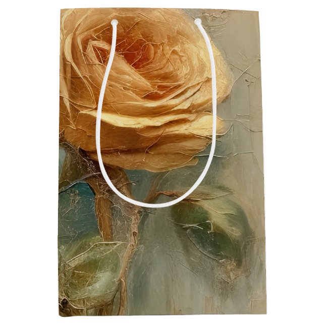 Sac Cadeau Moyen Lancement de mariage floral de roses pêche romanti (Devant)