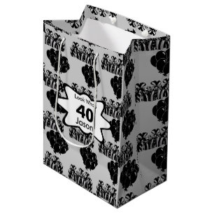 Sac Cadeau Moyen L'anniversaire noir   de ballon personnalisent