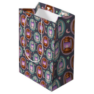 Sac Cadeau Moyen Lanterne d'Eid et de Ramadan - Motif sans couture 