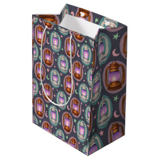 Sac Cadeau Moyen Lanterne d'Eid et de Ramadan - Motif sans couture