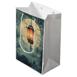Sac Cadeau Moyen Lanterne éclairée par la lune Sumi-E Aquarelle (1)