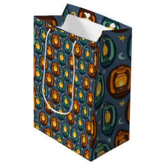 Sac Cadeau Moyen Lanternes d'Eid et de Ramadan - Motif sans couture