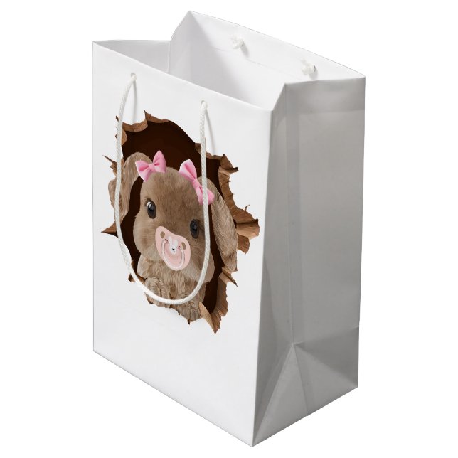 Sac Cadeau Moyen Lapin avec pracible (Dos Angle)