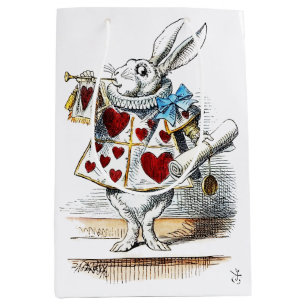 Sac Cadeau Moyen Lapin Blanc Alice au Pays des Merveilles Lapin de
