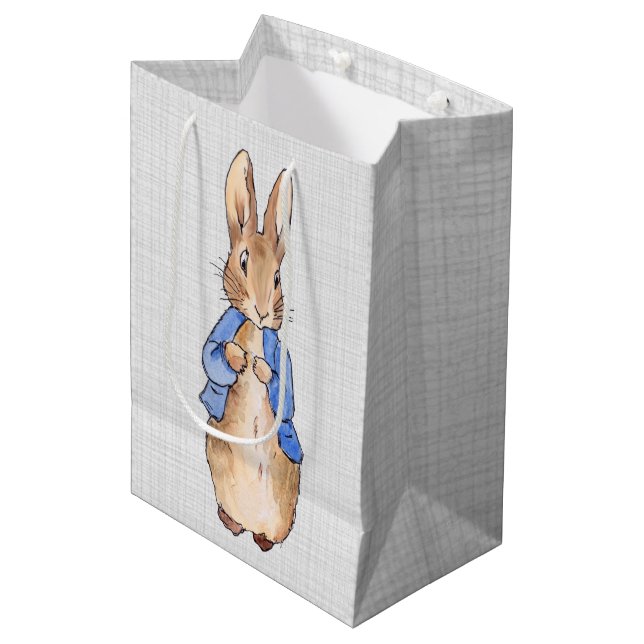 Sac Cadeau Moyen Lapin classique en veste bleue (Devant Angle)