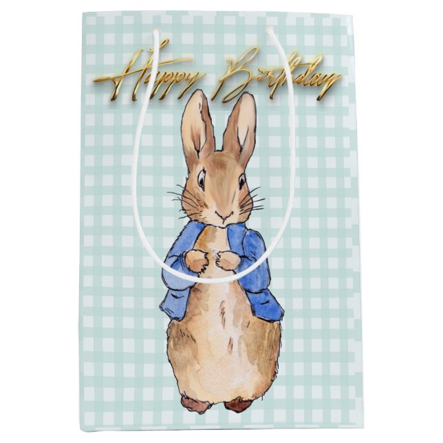 Sac Cadeau Moyen Lapin classique Joyeux anniversaire (Devant)
