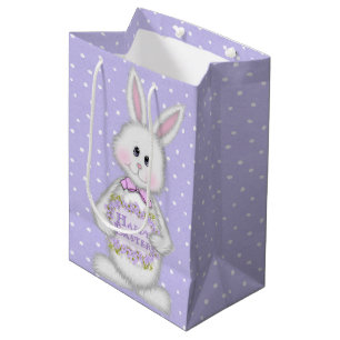 Sac Cadeau Moyen Lapin De Pâques Sur Les Pois