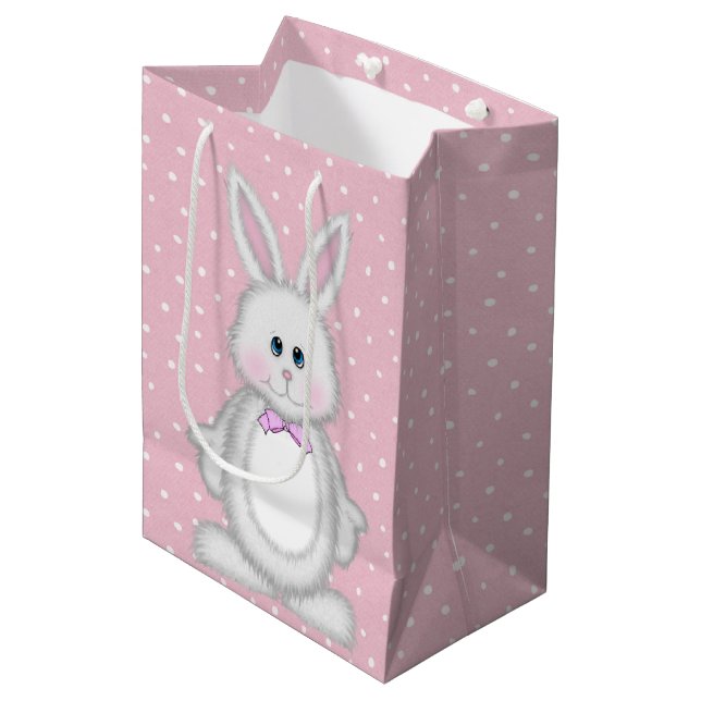 Sac Cadeau Moyen Lapin De Pâques Sur Les Pois (Devant Angle)