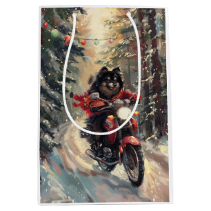 Sac Cadeau Moyen Lapphund Finlandais Chien à cheval Moto Noël