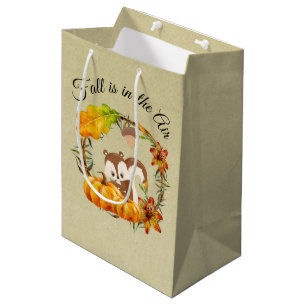 Sac Cadeau Moyen L'automne est dans la typographie aérienne avec éc