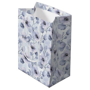 Sac Cadeau Moyen Lavande Violette Fleurie Baby Shower de Mariée