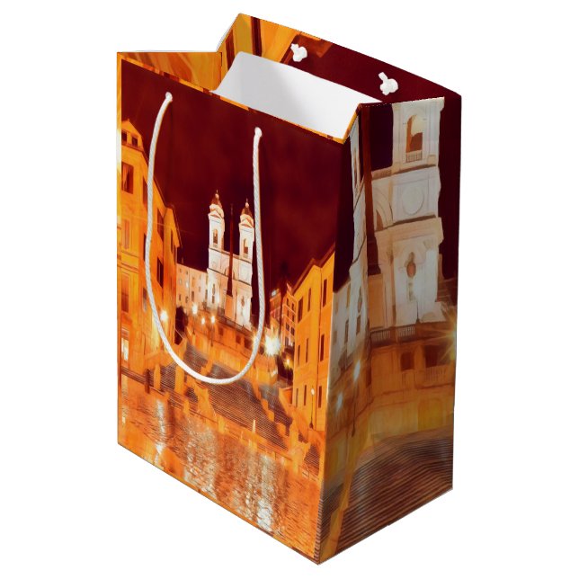 Sac Cadeau Moyen ldp PIAZZA DI SPAGNA par Rome de nuit (Dos Angle)