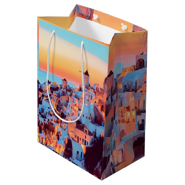 Sac Cadeau Moyen ldp SANTORINI - panorama - par nuit - (Dos Angle)