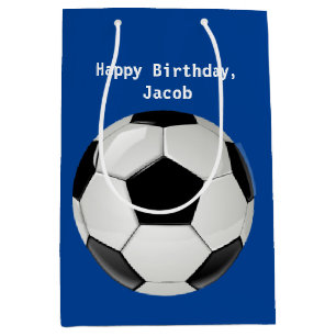 Sac Cadeau Moyen le Ball Bleu de soccer personnalisé