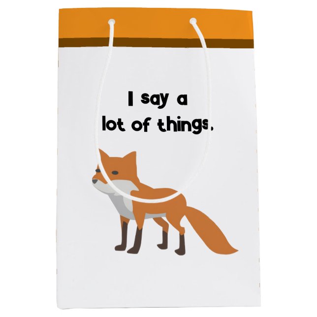 Sac Cadeau Moyen Le Fox Dit... Drôle Conception Cartoon Mème Intern (Devant)