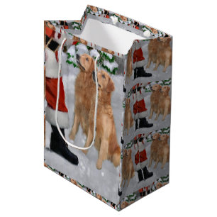 Sac Cadeau Moyen Le golden retriever croient Noël