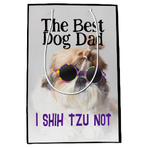Sac Cadeau Moyen Le meilleur chien papa Shih Tzu Pas de Fête des pè