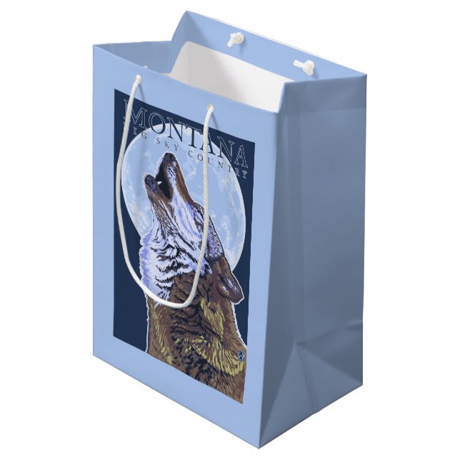Sac Cadeau Moyen Le Montana -- Grand loup de CountryHowling de ciel (Devant Angle)