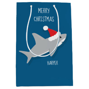 Sac Cadeau Moyen Le requin caricaturiste souriant dans le sac-cadea