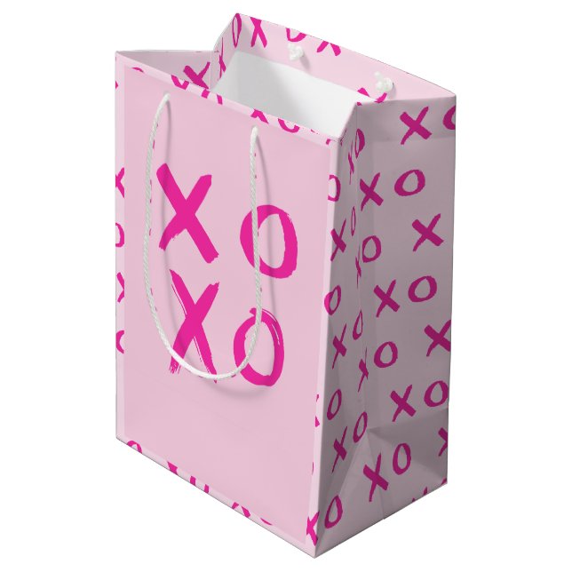 Sac Cadeau Moyen Le rose XOXO moderne et simple de Valentine (Dos Angle)