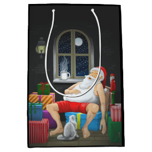 Sac Cadeau Moyen Le temps du café de Père Noël