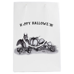 Sac Cadeau Moyen L'écureuil en automne, Bonne Halloween !