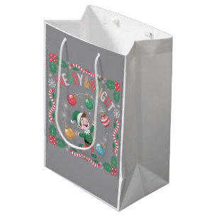 Sac Cadeau Moyen L'elfe de Noël Joyeux et Lumineux Vacances Fééri
