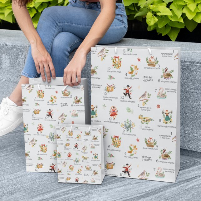 Sac Cadeau Moyen Les 12 jours de Noël | Vacances (Créateur téléchargé)
