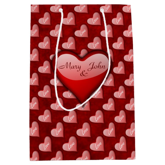 Sac Cadeau Moyen Les coeurs de Valentine (Devant)