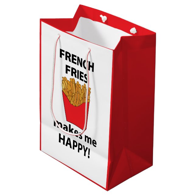 Sac Cadeau Moyen Les Fries Françaises Me Rendent Heureux Les Fries  (Devant Angle)