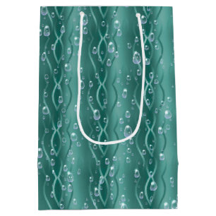 Sac Cadeau Moyen Les gouttes de pluie sur le métal vert