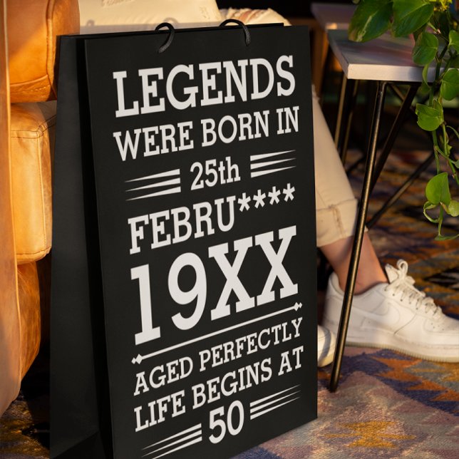 Sac Cadeau Moyen Les légendes personnalisées sont nées à la date Mo (Créateur téléchargé)