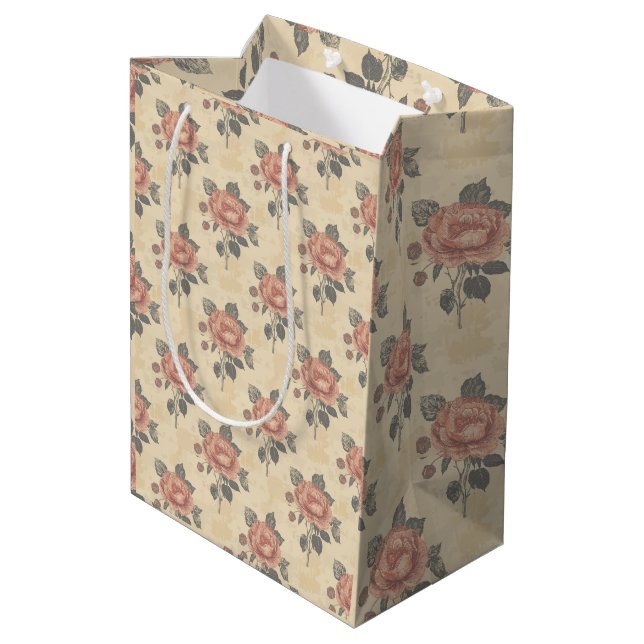 Sac Cadeau Moyen L'essence du motif de grâce en fleurs (Dos Angle)