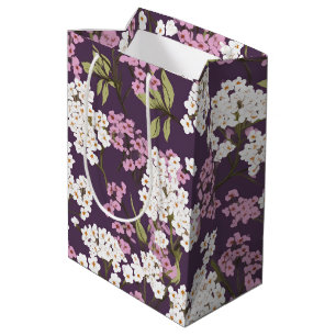 Sac Cadeau Moyen L'Été Fleurit Sur Le Violet