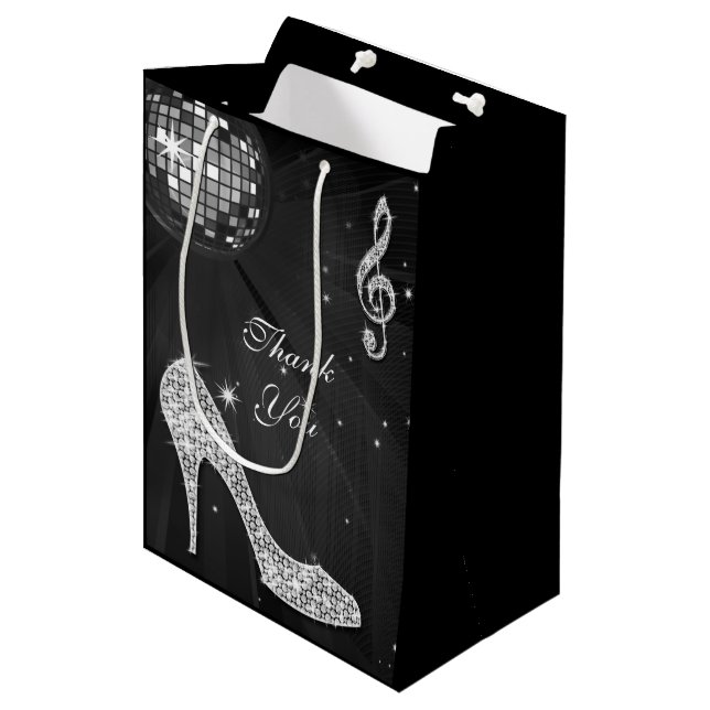 Sac Cadeau Moyen L'étincelle gîte le Merci noir d'anniversaire de (Devant Angle)