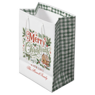 Sac Cadeau Moyen Lettre traditionnelle à la main pour Noël Gingerbr