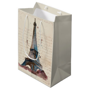 Sac Cadeau Moyen Lettres des destinations de Tour Eiffel