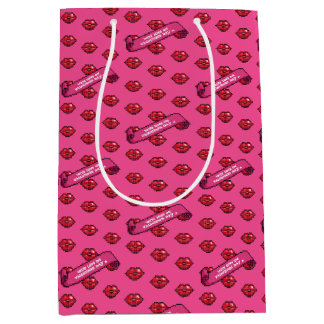 Sac Cadeau Moyen Lèvres Rouges Amusantes Avec Amour Sur Le Motif De