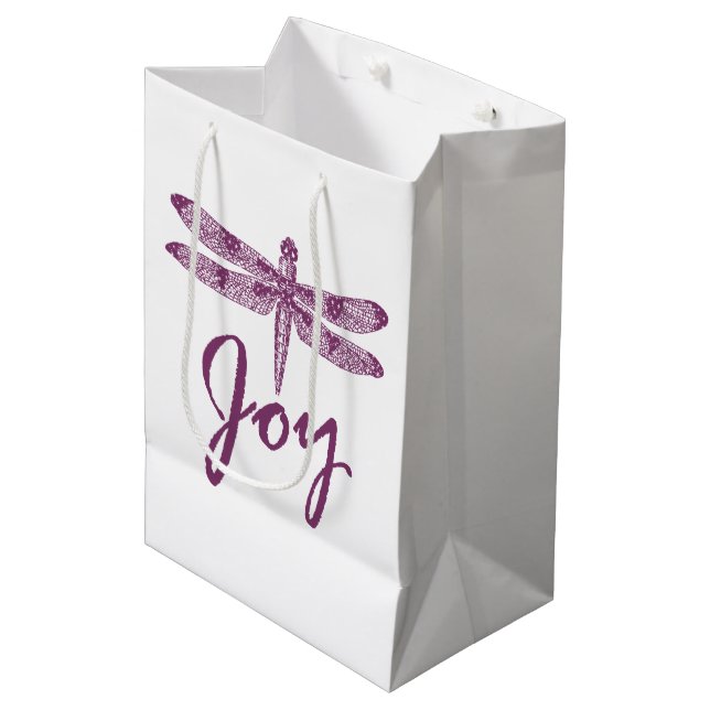 Sac Cadeau Moyen Libellule de pourpre de joie de vacances (Devant Angle)