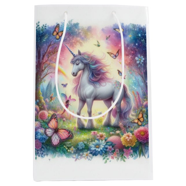 Sac cadeau moyen Licorne (Devant)