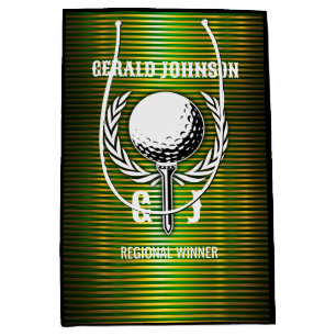 Sac Cadeau Moyen Lignes d'or métallique Golf Monogramme Design Peti