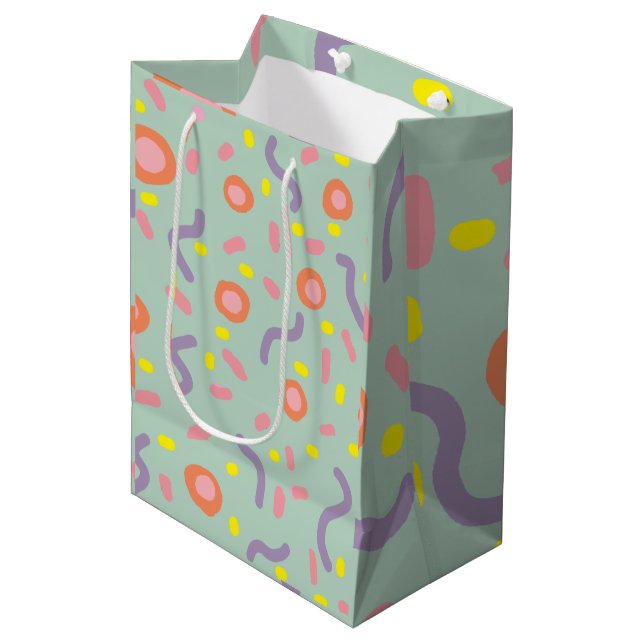 Sac Cadeau Moyen Lignes et points de joie de confettis  (Devant Angle)