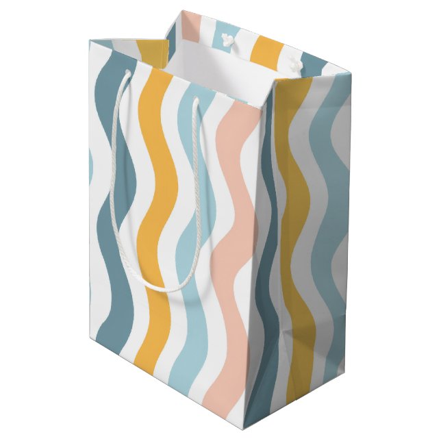 Sac Cadeau Moyen Lignes ondulées pastel (Dos Angle)