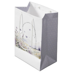 Sac Cadeau Moyen Lilac Fleur sauvage Butterfly Field Mariage paysag