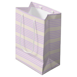 Sac Cadeau Moyen Lilac violet et beige cinq bandes motif
