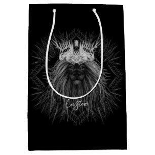 Sac Cadeau Moyen Lion avec monogramme de couronne