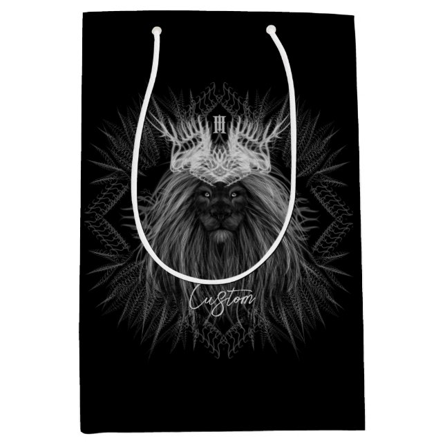 Sac Cadeau Moyen Lion avec monogramme de couronne (Devant)